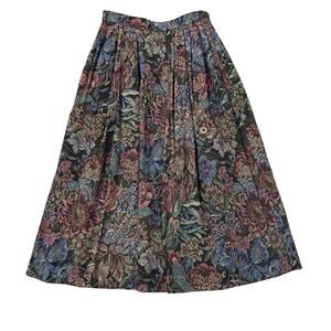 Jos A Bank Vintage Midi Skirt Floral Tapestry Design Pockets Women’s US sz 6